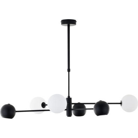 Lampadario MOKA Jupiter nero, 6 luci G9/GU10, sfere (1/5)