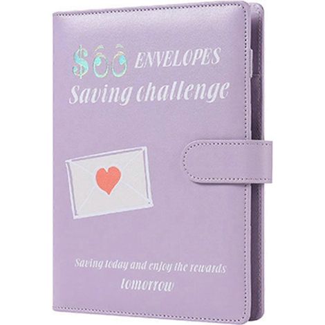 Classeur de budget A5 violet avec 100 enveloppes -- (1/5)