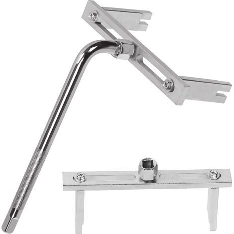 2Pcs Kit à outils de retrait de pompe à carburant, couvercle de réservoir à carburant retirer, clé à clé de Module de pompe à carburant, clé à clé réglable avec adaptateur 1/2" (1/5)