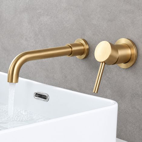 Mitigeur Lavabo Mural Encastré Acier Inox Or Brossé SNA6083A Cartouche 35mm 28,5 × 25 × 12 cm 1,73 kg – Livraison gratuite (1/5)