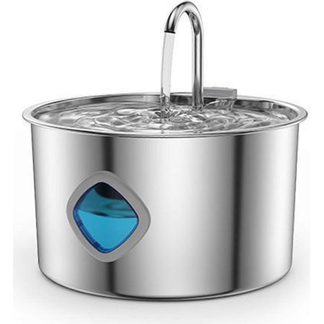 Fontaine à eau en acier inoxydable pour chats et chiens, pompe ultra-silencieuse, fenêtre transparente, pour une utilisation en intérieur. (1/5)