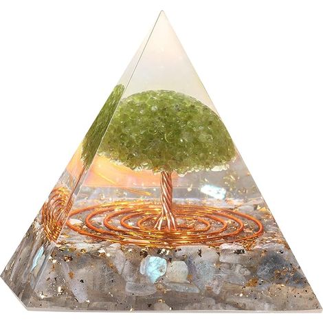 Pyramide Labradorite Cailloux guérison Reiki équilibre Chakras Pyramide Pierre arbre Vie péridot décoration intérieure (1/5)