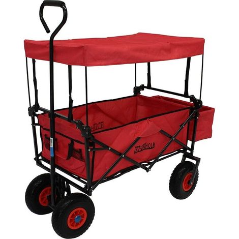 [GEBRAUCHT] B-Ware TRUTZHOLM Bollerwagen faltbar 80L 4 PU Räder mit Dach rot platzsparend