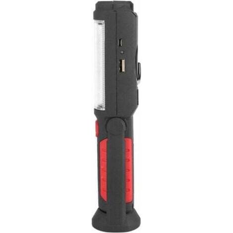 Lampe de travail LED avec crochet rotatif à 360 degrés, lampe de poche LED cob rechargeable 3 W Lampe de travail d'urgence de camping avec support magnétique pour garage, atelier, camping, bric