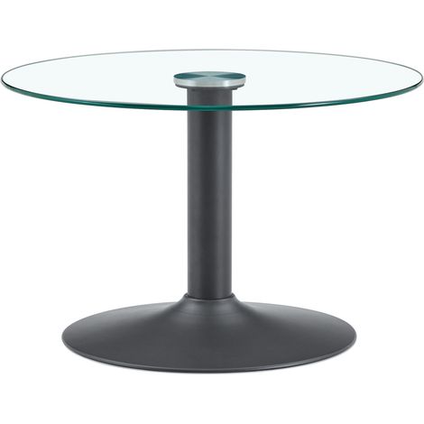 Runder Couchtisch 70x70x45 cm aus gehärtetem Glas und schwarzem Metall – MEUBLIV (1/5)