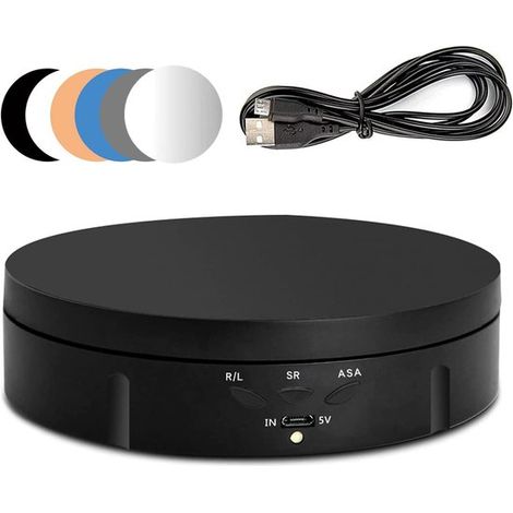 Elektrischer Drehteller，360° drehbar，3 einstellbare Geschwindigkeiten und Winkel，Tragfähigkeit 10 kg，Durchmesser 14,6 cm，inklusive 6 PVC-Füßen (1/5)