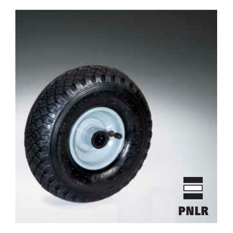 RUOTA NUCLEO IN PLASTICA NERO COPERTURA CAMERA D'ARIA GOMME GIREVOLI FISSE FRENO - SOLO RUOTA Ø260 (1/4)