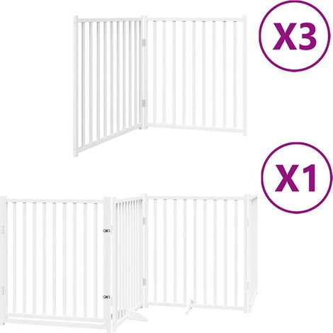 Barrière de sécurité pour chien animaux de compagnie porte pliable 10 panneaux bois de peuplier blanc (1/5)
