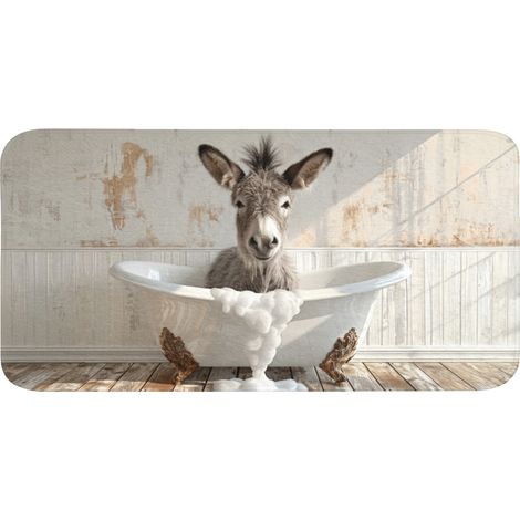 TAPIS DE TOILETTE Âne - Animaux - Baignoire - Mousse 120x60 cm