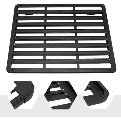 Portaequipajes de techo plano de aluminio 63"x51", transportador universal de carga, capacidad 600lbs (1/5)