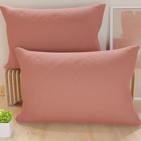 Lot de 2 Taies d'oreiller de Lit 70x40 cm, Housses de Coussin Unies Couleur Rose Poudré Foncé, Taie Oreiller 100% Microfibre Hypoallergénique, Fabriqué en Italie