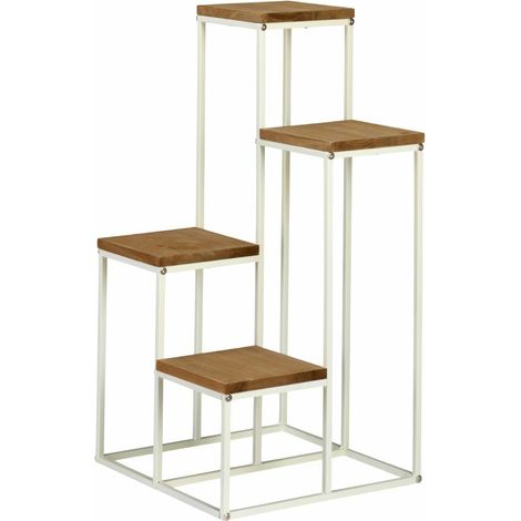 Soporte metálico para plantas de 3 niveles, blanco (1/3)