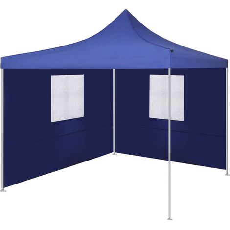 Tente pliable Tente de réception Tente de jardin avec 2 parois 3 x 3 m Bleu 66487 (1/5)