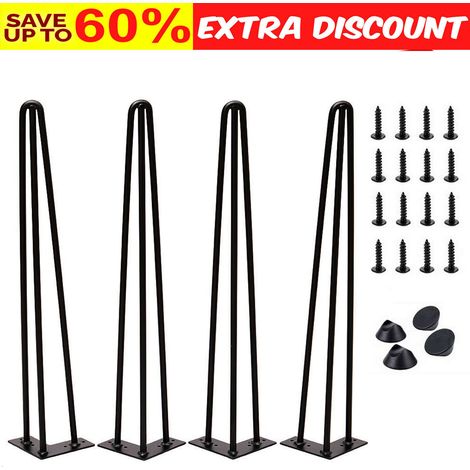 28 Hairpin Table Legs with Heavy Duty Metal and Industrial Design for Coffee Tables, Modern Desks and Night Stands,3 Rolls Set of 4