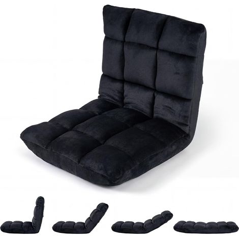 COSTWAY Sedia Cuscino Pavimento Terra Imbottita Spugna Schiuma Schienale Regolabile Pieghevole Reclinabile Supporto Velluto Soggiono Salotto Camera Letto Inte (1/5)