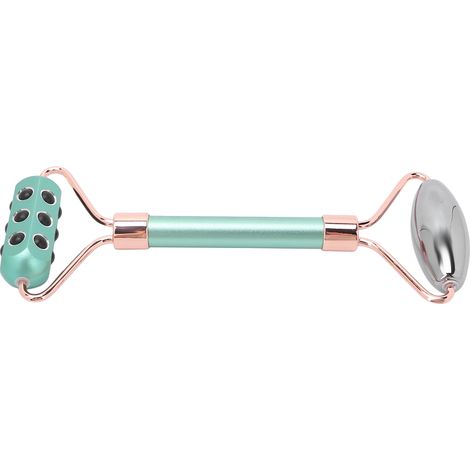 Rouleau facial térahertz en aluminium, manche ergonomique anti-rides, outil de massage visage vert, élimine les ridules, soin liftant peau, accessoire beauté compact. (1/5)