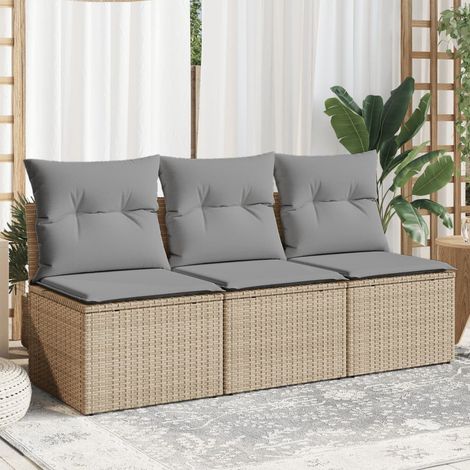Canapé de jardin, Salon de jardin, canapé relax avec coussins 3 places beige résine tressée togp62081 DESIGN IN (1/5)