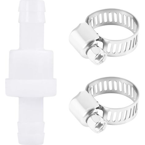 Clapet anti-retour de 10 mm de diamètre avec 2 colliers de serrage, clapet anti-retour en plastique pour eau, air, liquides, carburant, gaz - Idéal pour machine à laver (1/5)