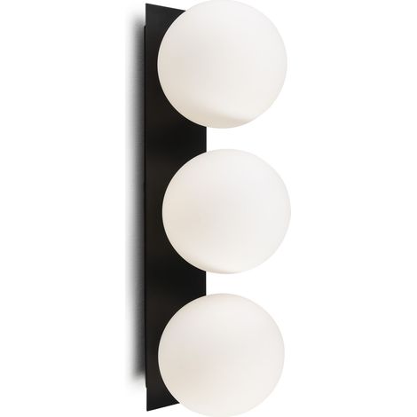 Applique 15x18x50 Verre Blanc/Métal Noir Mat (1/3)