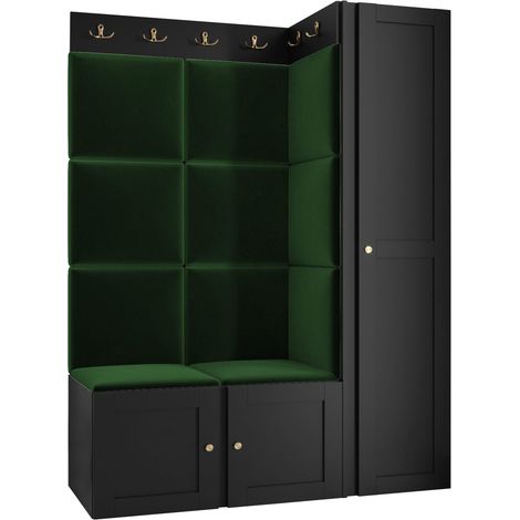 Conjunto para recibidor Hartford 377, Polo 889, 186x124x46cm, MDF, Aglomerado laminado, Tapiz, Colocada, Montada en la pared (1/5)