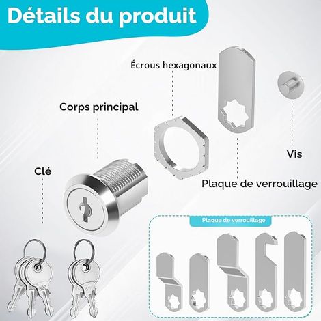 Mailbox Lock 16 mm, Mailbox Lock with 5 Lock Plates and 5 Keys, Locker, File