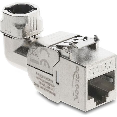 Delock MÃ³dulo Keystone RJ45 hembra a LSA Cat.6A, con pestaÃ±a metÃ¡lica, sin herramientas, en Ã¡ngulo de 90Â°, blindado