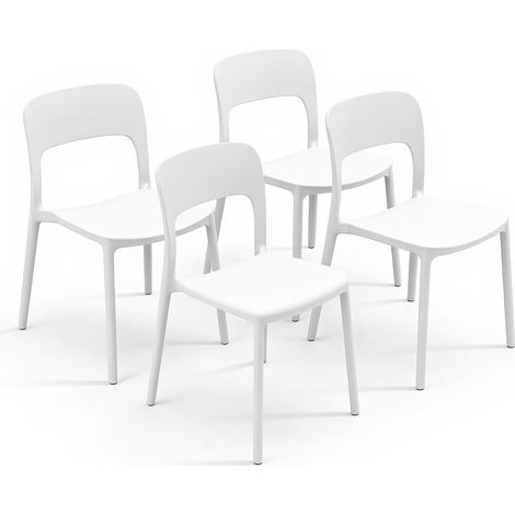 Set 4 Sedie Da Giardino In Polipropilene Impilabili Leggere E Resistenti Ideali Per Esterni Terrazze Giardini Bar Dehors Ristoranti 41 x 82,5 x 52 cm Bianco (1/5)