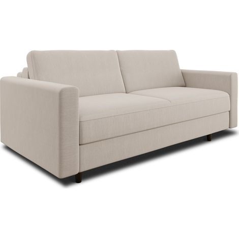 Canapé convertible express 3 places en tissu tramé beige (1/5)