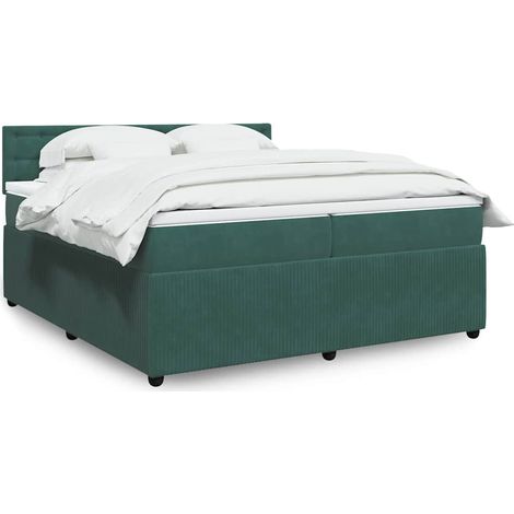 vidaXL Sommier à lattes de lit et matelas Vert foncé 200x200cm Velours (1/5)