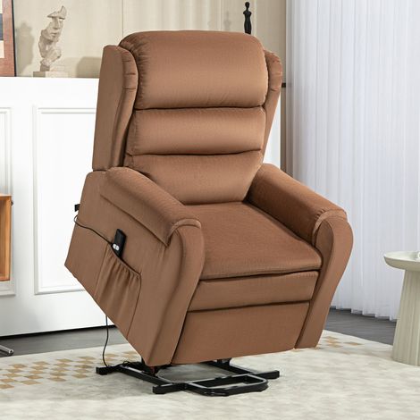 Fauteuil releveur inclinable à 160° avec repose-pieds et télécommande, velours, 85 x 88 x 109 cm, marron (1/5)