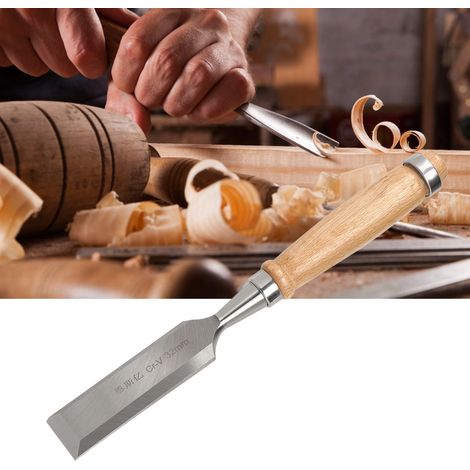 Ciseau plat pour la menuiserie, outil de coupe à manche en bois, accessoire industriel durable, acier au chrome-vinyle, 32 mm (1/5)