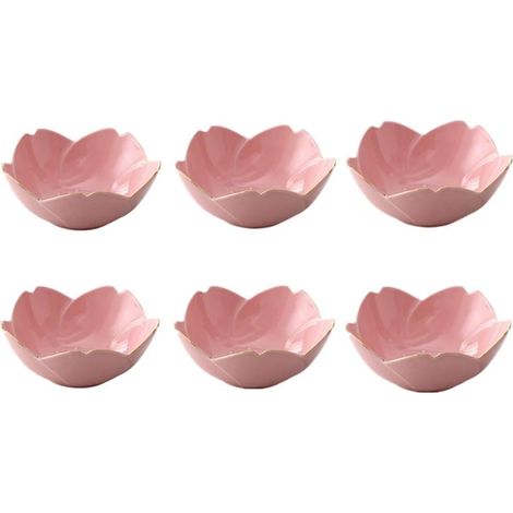 Lot de 6 coupelles sauce soja porcelaine motif cerisier, rose, usage maison