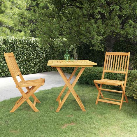 vidaXL Comedor de jardín plegable 3 piezas madera maciza de acacia (1/5)