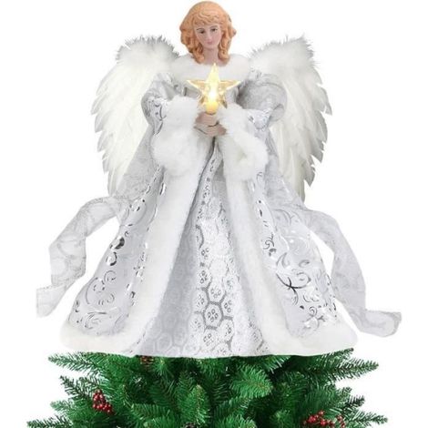 Topper Sapin De Noël Ange - LED Lumineux - Pour Intérieur Et Extérieur - En Plastique Et Résine - 1 Pièce (1/4)