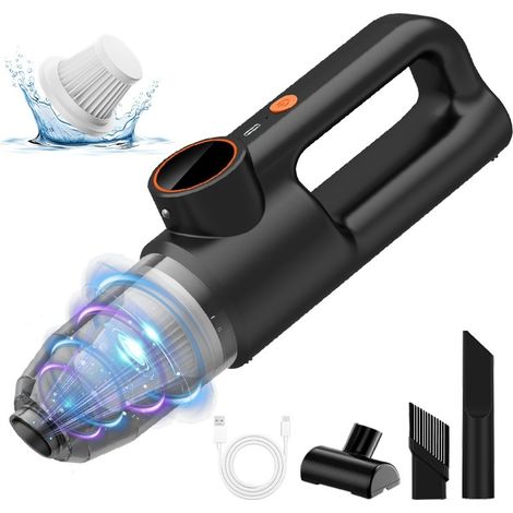 Aspirateur portable sans fil pour voiture, 65W, 2500mAh, humide/sec, avec éclairage LED,noir (1/5)