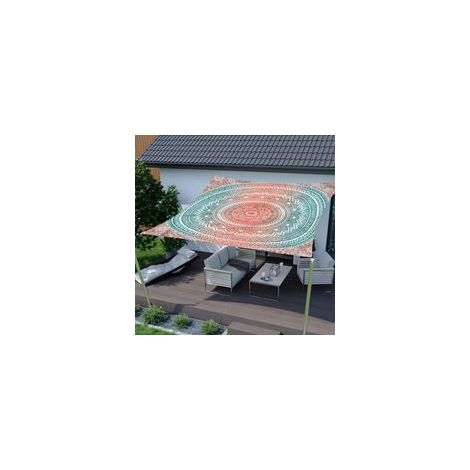 Voile d'ombrage rectangulaire 3D Mandala, protection UV 95 %, pour jardin et terrasse (rose, 2 x 2 m) (1/5)