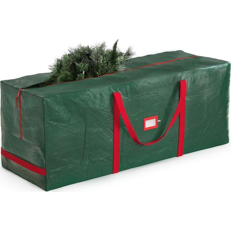 Grand sac de rangement pour sapin de Noël artificiel (convient aux sapins de 2,74 m) - Plastique imperméable - Vert (1/4)