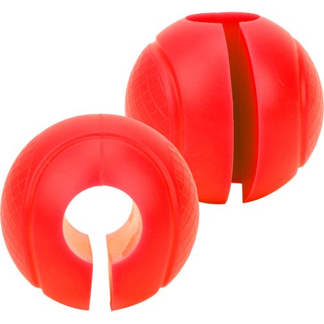 Lot de 2 poignées de barre d'haltères rondes et épaisses en silicone, adaptateurs pour haltères, bande de maintien pour les mains, rouge (1/5)