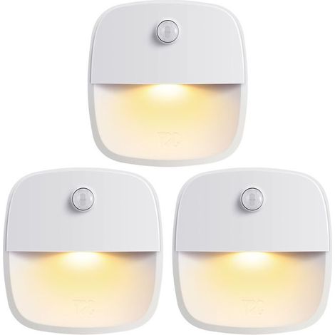 Lampe d'Intérieur à Détecteur de Mouvement, Éclairage d'Escalier, à Piles, Veilleuse LED Autocollante Sans Fil [Lot de 3] (1/5)