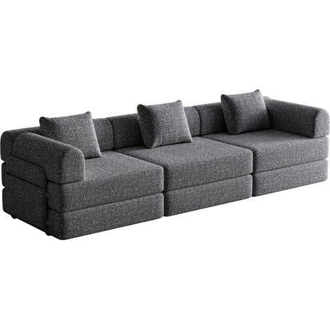 Canapé convertible 2-en-1 avec rangement dans l'accoudoir et structure en acier (1/5)