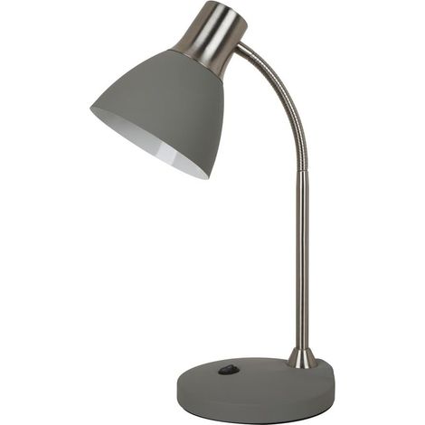 Lampe de table grise 1 x E27, design moderne, idéale pour l'éclairage de bureau, la lecture et le travail dans les environnements de travail ou domestiques. (1/2)