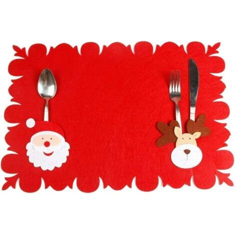 BUNTHAUS Tapis de Table père noël avec couteau et fourchette, couvercle en argenterie, poche pour fête de noël, ensemble de fête de noël (1/5)