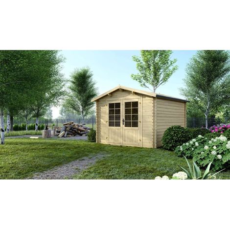 Casetta da giardino in legno - 9m2 - 3x3m - 28mm - colore: naturale - DOM530 (1/5)
