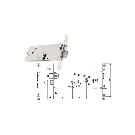 SERRATURA DA INFILARE PER FASCE CATENACCIO E SCROCCO MM.78 H 86502  mm.80 a 3 mandate (Y8650280080)    YALE