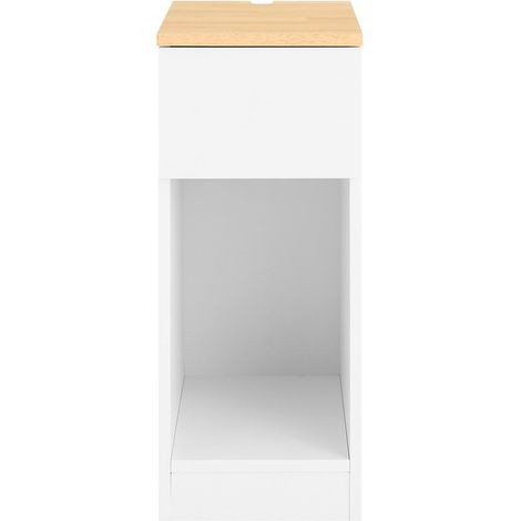 SoBuy FBT111-II-WN Mesa Auxiliar Mesita de Noche con 1 Cajón Blanco 40 x 25 x 60 cm