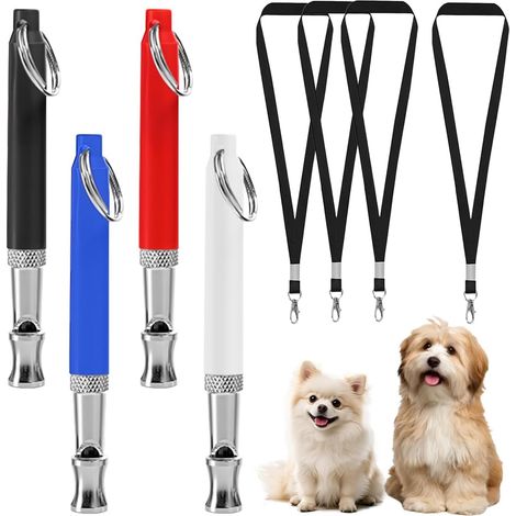 4PCS Sifflets pour Chiens, Sifflet Ultrasonique Sifflets Ultrason Chien avec Clicker et Cordon Sifflet Chien Rappel Sifflett Répulsif pour Le Rappel et Le Dressage (Noir, Blanc, Bleu, Rouge) (1/5)