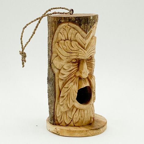 Handcarved Birdhouse - L15 x W15 x H30 cm