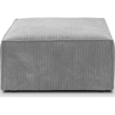 Pouf en velours côtelé gris clair - Livia (1/4)