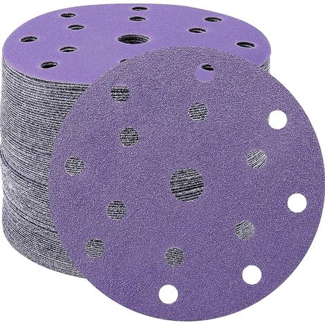 Disques Abrasifs 150mm Grain 60 Papier Poncer 45 Pièces 15 Trous Disques de Ponçage pour Ponceuse Excentrique(Violet) (1/5)