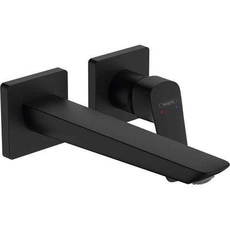 Hansgrohe Logis - Grifo empotrado de lavabo, montaje de 2 orificios, EcoSmart, negro mate 71256670 (1/3)